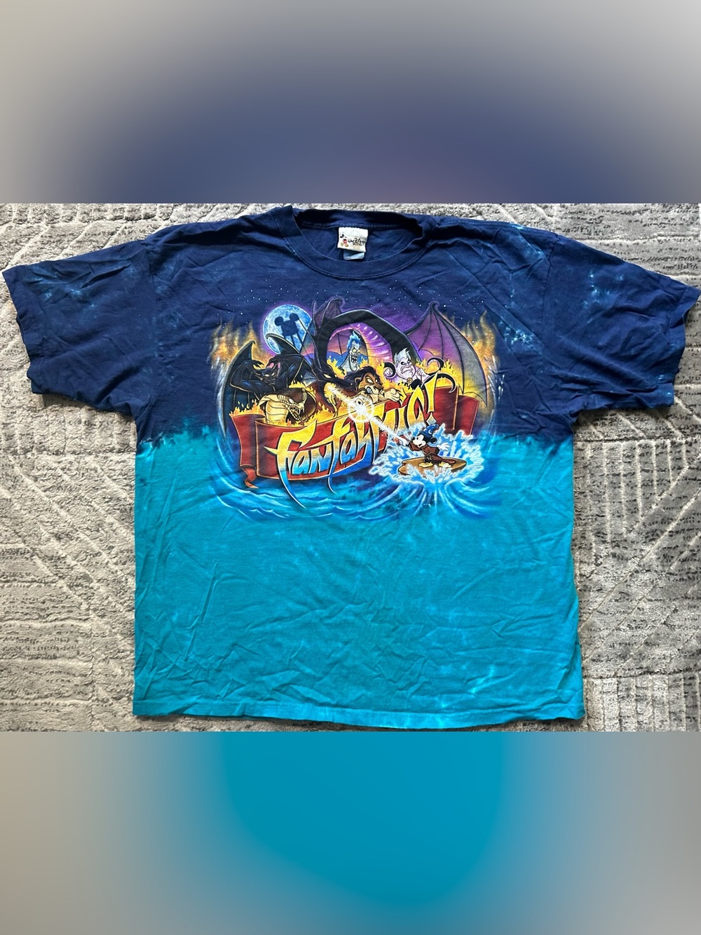 VTG 90s Disney MGM Studios Fantasmic Tie Dye Shirt XXL Villains Sorcerer Mickey